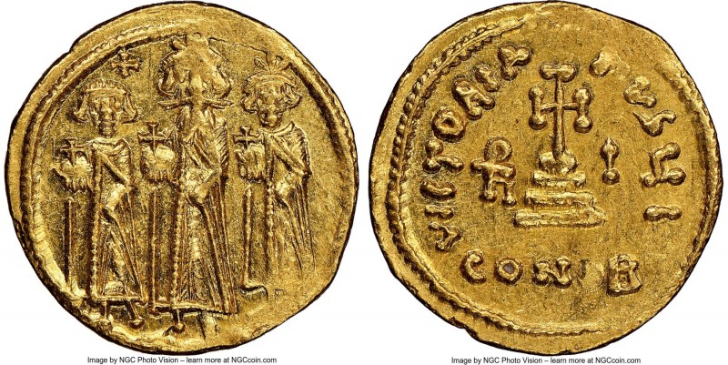 Heraclius (AD 610-641), with Heraclius Constantine and Heraclonas. AV solidus (2...