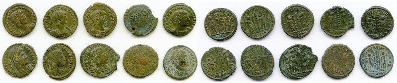 ANCIENT LOTS. Roman Imperial. AD 4th century. Lot of ten (10) AE3 or BI nummi. C...