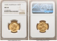 George V gold Sovereign 1925-S MS64 NGC, Sydney mint, KM29. A handsome near gem piece displaying apricot patination. AGW 0.2355 oz.

HID09801242017...