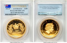 Elizabeth II gold Proof "Queen Elizabeth 90th Birthday" 200 Dollars (2 oz) 2016-P PR70 Deep Cameo PCGS, Perth mint, KM-Unl. Mintage: 300. First Strike...