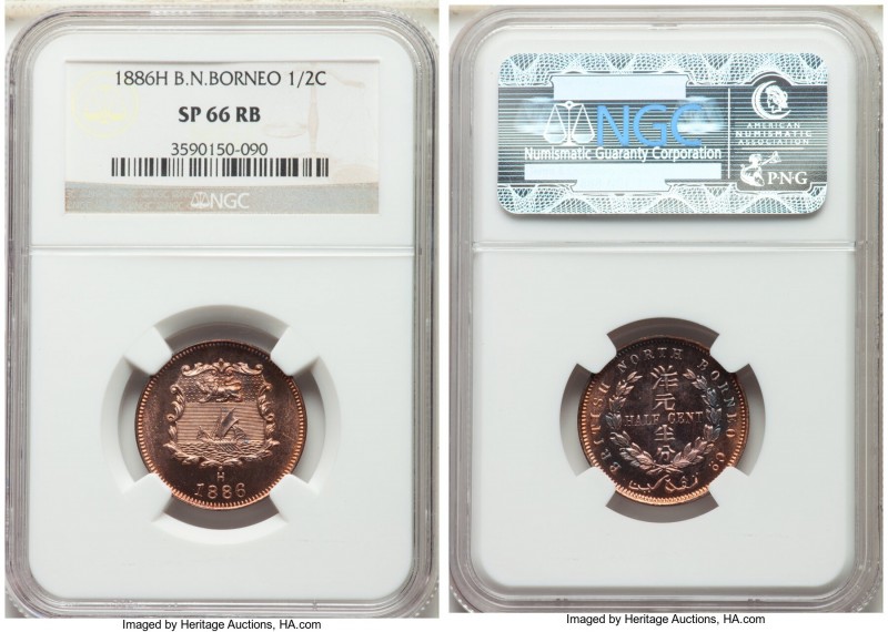 British Protectorate Proof 1/2 Cent 1886-H PR66 Red and Brown NGC, Heaton mint, ...