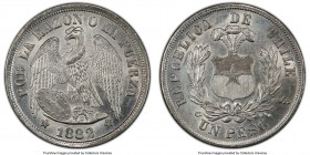 Republic Peso 1882-So UNC Details (Cleaning) PCGS, Santiago mint, KM142.1. Untoned, surface hairlines from cleaning. 

HID09801242017

© 2020 Heri...
