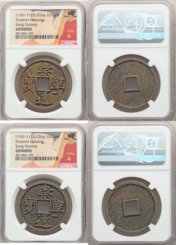 Northern Song Dynasty. Hui-Zong 20-Piece Lot of Certified 10 Cash ND (1101-1125)...