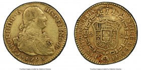 Charles IV gold 2 Escudos 1793/1 P-JF VF35 PCGS, Popayan mint, KM-60.2 (overdate unlisted), Restrepo-90.3 (same). Date appears to be 1793/1 and Assaye...