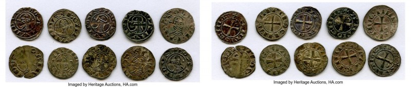 Principality of Antioch 10-Piece Lot of Uncertified Bohemond Era "Helmet" Denier...