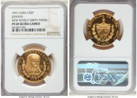 Republic gold Proof "Queen Joanna" 50 Pesos 1991 PR69 Ultra Cameo NGC, Havana mint, KM444. Mintage: 200. Commemorates 500th Anniversary - New World. A...