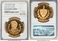 Republic gold Proof "Juan de la Cosa" 100 Pesos 1990 PR69 Ultra Cameo NGC, Havana mint, KM305. Mintage: 250. Commerates 500th Anniversary - Discover o...