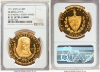 Republic gold Proof "Queen Joanna" 100 Pesos 1991 PR67 Ultra Cameo NGC, Havana mint, KM451. Mintage: 200. Commemorates 500th Anniversary of the New Wo...