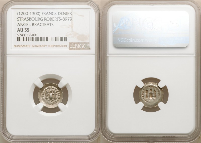 Strasbourg. Anonymous Denier (Angel Bracteate) ND (1200-1300) AU55 NGC, Rob-8979...