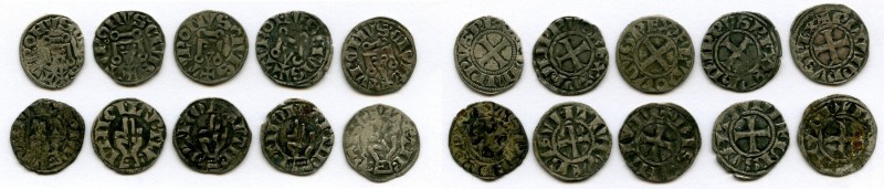 10-Piece Lot of Uncertified Deniers ND (12th-13th Century) VF, Includes (5) Besa...