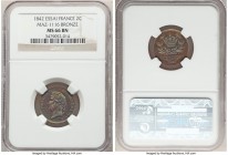 Louis Philippe I bronze Essai 2 Centimes 1842 MS66 Brown NGC, Maz-1116. Designed by Barre. Neon blue to gold toning decorate this example.

HID09801...