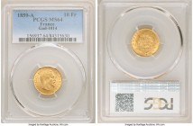 Napoleon III gold 10 Francs 1859-A MS64 PCGS, Paris mint, KM784.3, Gad-1014. 

HID09801242017

© 2020 Heritage Auctions | All Rights Reserved