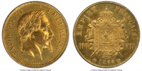 Napoleon III gold 100 Francs 1866-BB AU Details (Ex. Jewelry) PCGS, Strasbourg mint, KM802.2, Gad-1136. Mintage: 3,075. AGW 0.9334 oz. 

HID09801242...