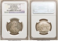 Regensburg. Free City "City View" 1/4 Taler 1754 ICB-ILOE UNC Details (Surface Hairlines) NGC, KM369. Portrait and name of Emperor Franz I. Pearl-gray...