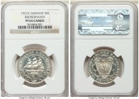 Weimar Republic Proof "Bremerhaven" 3 Mark 1927-A PR65 Cameo NGC, Berlin mint, KM50, J-325. Issued for the 100th anniversary of the founding of Bremer...