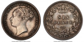Victoria 6 Pence 1884 MS64 PCGS, KM757, S-3912. Surfaces graced with argent centers contrasted with charcoal peripheries and recesses. 

HID09801242...