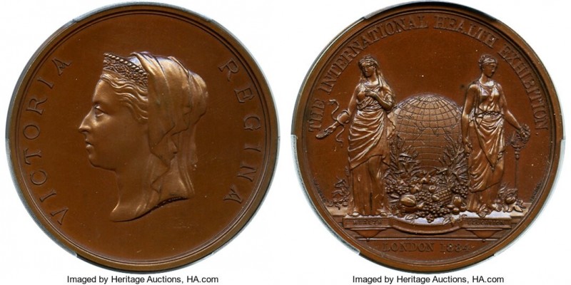 Victoria bronzed Specimen "International Health Exhibition" Medal 1884 SP66 PCGS...