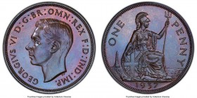 George VI Proof Penny 1937 PR66 Brown PCGS, KM845, S-4114. Gently laid blue intermingled with magenta toning. 

HID09801242017

© 2020 Heritage Au...