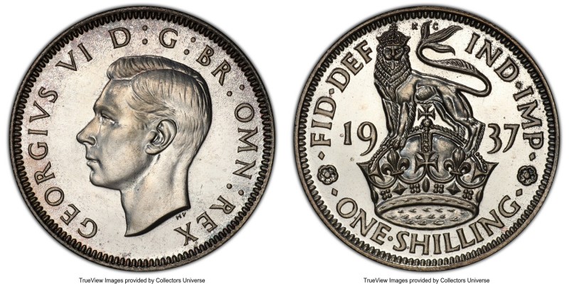 George VI Proof Shilling 1937 PR66 PCGS, KM853, S-4082. English reverse. 

HID...