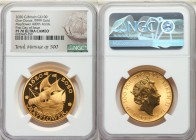 Elizabeth II gold Proof "Mayflower 400th Anniversary" 100 Pounds (1 oz) 2020 PR70 Ultra Cameo NGC, KM-Unl. Mintage: 500. First day of Issue, Mayflower...