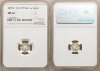 Ferdinand VII 1/4 Real 1821-G MS65 NGC, Nueva Guatemala mint, KM72. Obverse deeply struck, slightly off center with raised edge. 

HID09801242017
...