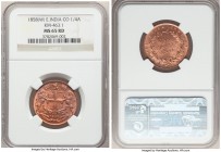 British India. East India Company 1/4 Anna 1858-(w) MS65 Red NGC, Birmingham mint, KM463.1, S&W-3.78. A stunning representative tinged with steel and ...