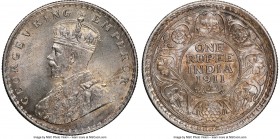 British India. George V Rupee 1911-(c) MS64 NGC, Calcutta mint, KM523. One year type. Pewter and gold toning with muted cartwheel luster. 

HID09801...