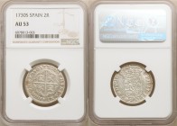 Philip V 2 Reales 1730-S AU53 NGC, Seville mint, KM340. 

HID09801242017

© 2020 Heritage Auctions | All Rights Reserved