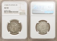 Philip V 2 Reales 1736 S-PA AU50 NGC, Seville mint, KM355. Surfaces with pearl-gray toning. 

HID09801242017

© 2020 Heritage Auctions | All Right...