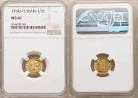 Ferdinand VI gold 1/2 Escudo 1754 S-PJ MS61 NGC, Seville mint, KM374.

HID09801242017

© 2020 Heritage Auctions | All Rights Reserved