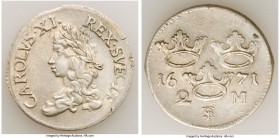 Carl XI 2 Mark 1671 About XF, KM242. 29.7mm. 10.14gm. Lustrous with soft gray-gold tone. 

HID09801242017

© 2020 Heritage Auctions | All Rights R...