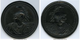 Carl XIV Johann copper plated Cliché Medal ND (1818-1844) XF, 98.5mm. 131.15gm. CAROL XVI JOHANNVS REX SVECIAE ET NORWEGIAE His helmeted and armored b...