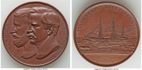 Oscar II bronze "Vega Voyage Through Northwest Passage" Medal 1879 UNC, 48.0mm. 57.50gm. By Lea Alhborn. A E NORDENSKIOLD A A L PALANDER Their conjoin...