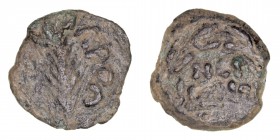 Monedas Antiguas
Judea
Antonio Felix
Prutah. AE. (54-59). Acuñaciones de los Procuradores Romanos. 1.77g. Meshorer 234. MBC.