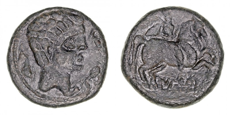 Monedas de la Hispania Antigua
Iltirta, Lérida
As. AE. A/Cabeza masculina a de...