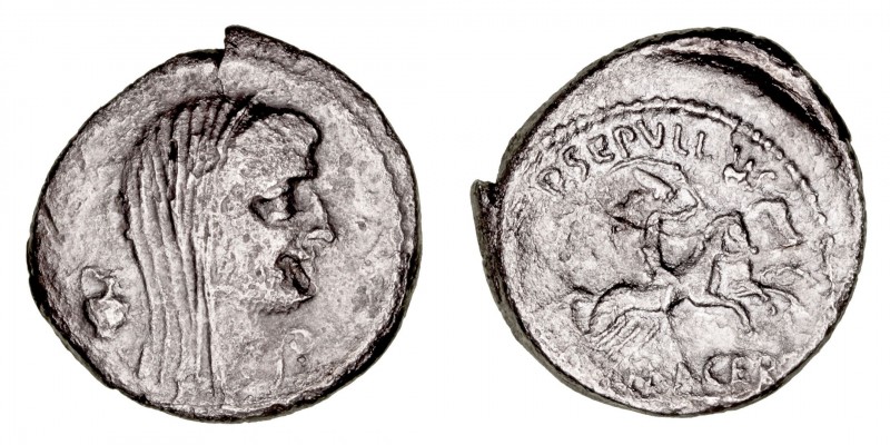 Monedas Pre-Imperiales
Julio César
Denario. AR. Roma. (44 a.C.). A/Cabeza vela...