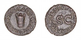 Imperio Romano
Claudio
Cuadrante. AE. Roma. (41-54). A/Modio, alrededor ley. R/S.C. central, alrededor ley. 3.31g. RIC.90. Pátina de colección antig...