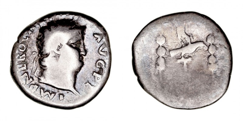 Imperio Romano
Nerón
Denario. AR. Roma. (54-68). R/Águila e insignias legionar...