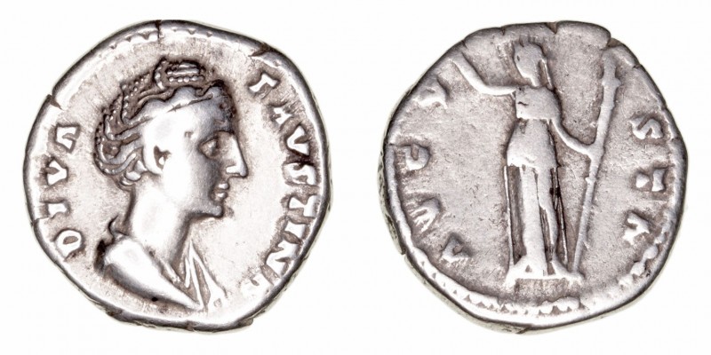 Imperio Romano
Faustina, esposa de A. Pío
Denario. AR. R/AVGVSTA. Ceres estant...