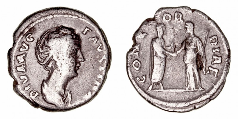 Imperio Romano
Faustina, esposa de A. Pío
Denario. AR. R/CONCORDIAE. 2.71g. RI...