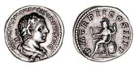 Imperio Romano
Heliogábalo
Denario. AR. (218-222). R/P.M. TR. P. II COS. II P.P. Roma sentada a izq., portando victoria. 3.47g. C.133. Limpiada. (MB...