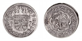 Monarquía Española
Felipe V
Real. AR. Sevilla J. 1726. 2.66g. Cal.649. Pátina oscura. (MBC).