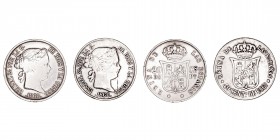 Monarquía Española
Isabel II
Lote de 2 monedas. AR. 40 Céntimos de escudo 1866 Madrid y 20 Centavos de peso 1868 Manila. BC.