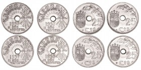 La Peseta
Estado Español
25 Céntimos. Cuproníquel. 1937 SVV. Lote de 4 monedas. Cal.17. EBC a EBC-.