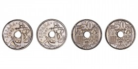 La Peseta
Estado Español
50 Céntimos. Cuproníquel. 1949 *19-56. Lote de 2 monedas. Cal.26. Mantienen brillo y pátina. SC-.