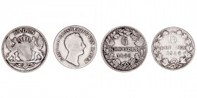 Monedas Extranjeras
Alemania
6 Kreuzer. AR. Baden. 1834 y 1849. KM.198.1 y 210. BC+ a BC-.
