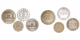 Monedas Extranjeras
Alemania
Sarre (Saarland). Serie de 4 valores. AE. 1964. 10, 20, 50 y 100 Franken. KM.1/4. MBC+ a MBC-.