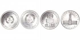Monedas Extranjeras
Alemania
5 Marcos. Cuproníquel. República Democrática Alemana (RDA). Lote de 2 monedas. 1987 A. KM.115 y 116. EBC+.