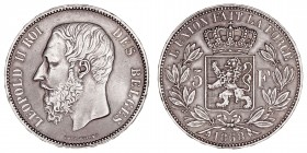 Monedas Extranjeras
Bélgica Leopoldo II
5 Francos. AR. 1868. 25.03g. KM.24. Bonita pátina. (MBC+).