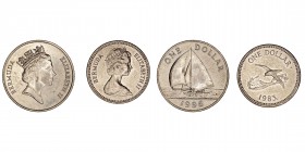 Monedas Extranjeras
Bermuda Isabel II
Dólar. AE. Lote de 2 monedas. 1983 y 1996. KM.30 y 56. EBC- a MBC+.